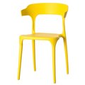 Fabulaxe Modern Plastic Outdoor Dining Chair with Open U Shaped Back, Yellow QI004228.YL